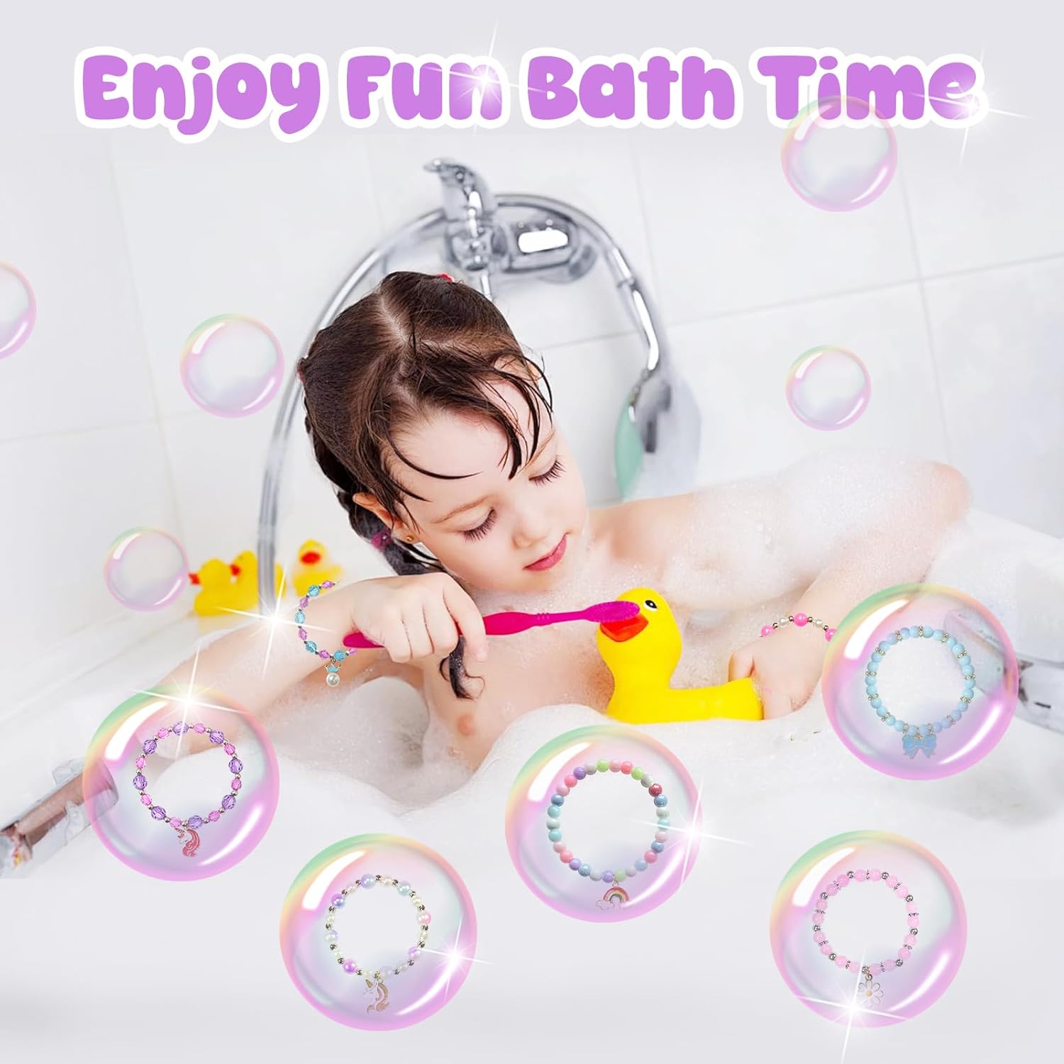 12 Piece Handmade Kids Girls Bath Bomb Set Surprise Jewelry Toy Inside - Image 2