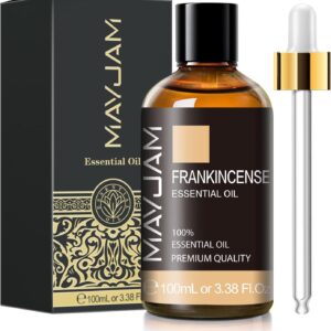 Frankincense Essential Oil 100ml, MAYJAM Premium Essential Oils for Aromatherapy, Diffuser, Soap Making, Candle Making, Large Bottle Frankincense Oil with Gift Box(3.38fl.oz)