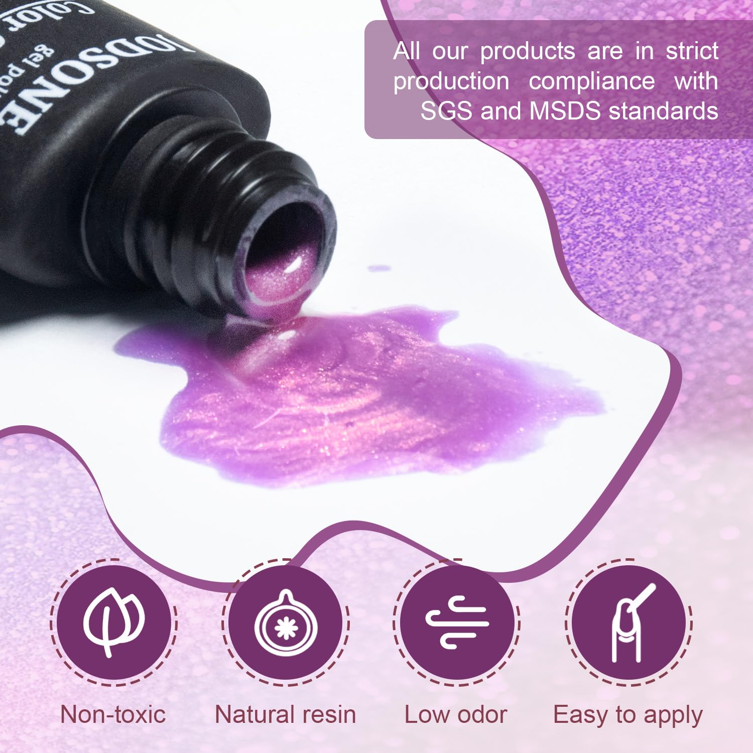 JODSONE 60 Piece Gel Nail Polish Starter Kit 55 Colors with UV Lamp Easy Application - Image 6