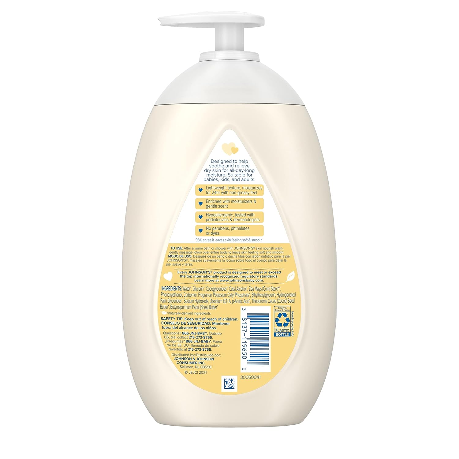 Johnson's Skin Nourish 16.9 fl oz Moisturizing Baby Lotion for Dry Skin Shea Cocoa Butter - Image 10