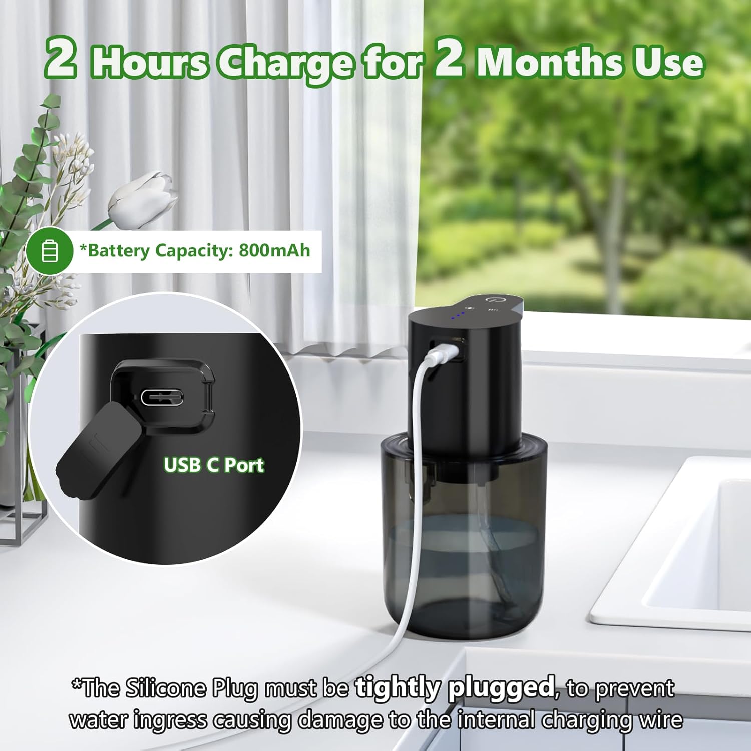 13.5oz Wall Mounted Touchless Automatic Soap Dispenser Rechargeable for Bathroom Kitchen - Image 6