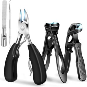 2025 Toenail Clippers for Thick Nails for Seniors, Nail Clippers for Men Angled Head, Toe Nail Clippers Wide Jaw Opening with Catcher, Heavy Duty Ingrown Toenail Clippers Long Handle