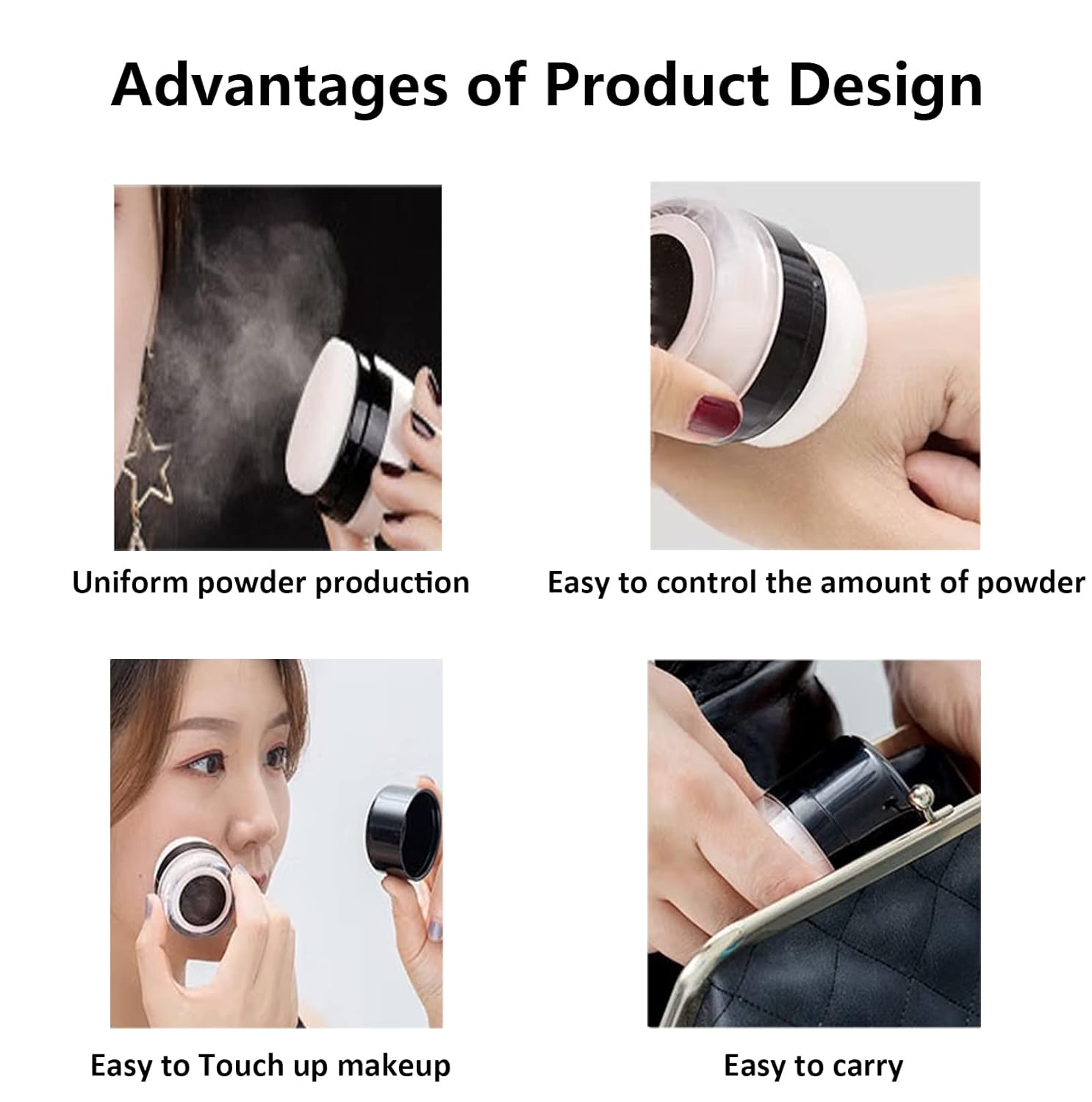 Empty Bottle for Dry Shampoo Powder for Women, Reusable Travel Size Dry Shampoo Powders Bottle with Sponge Applicator for Easy Apply, Refillable Loose Finishing Box with Mirror - Image 3