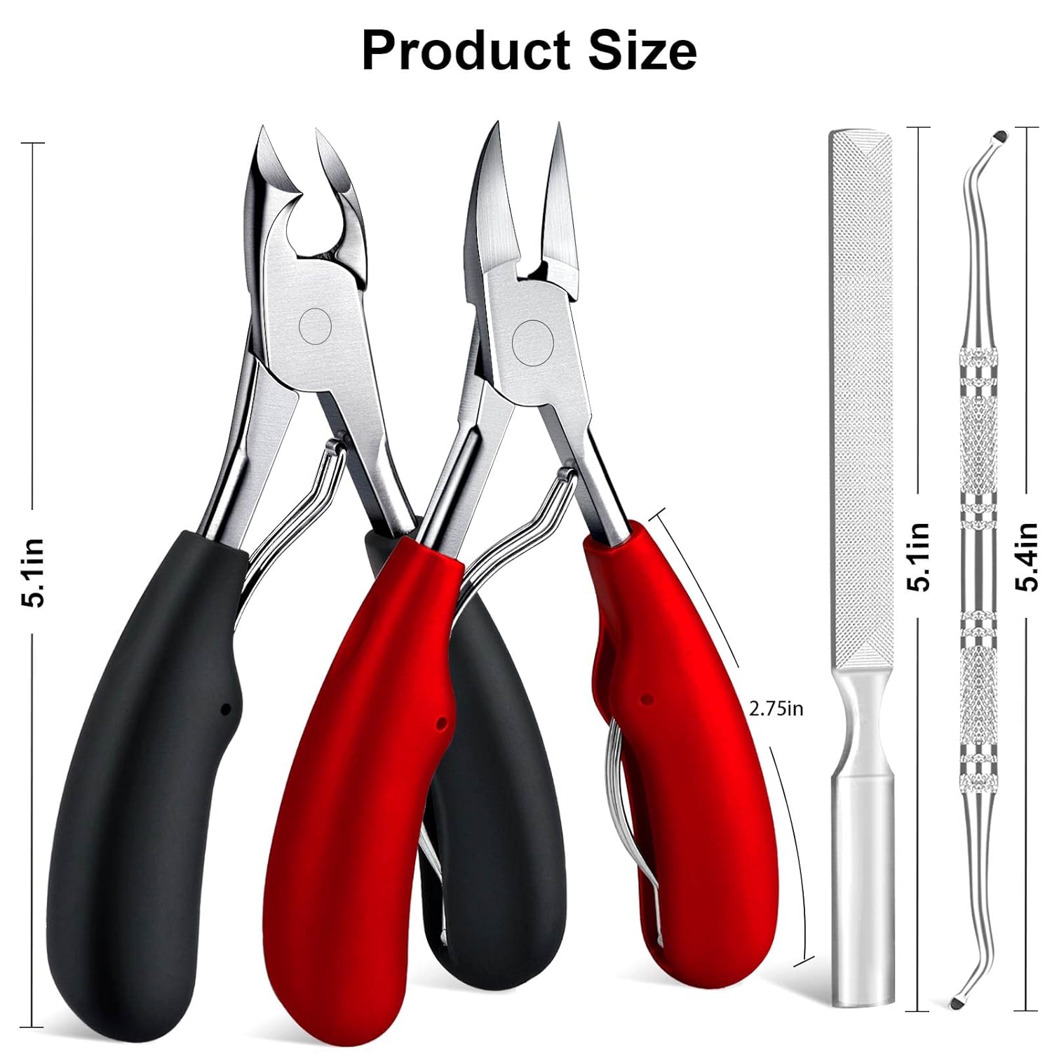 Toenail Clippers for Thick Toenails, Toe Nail Clippers, Ingrown Toenails, Professional Podiatrist Nail Clippers, Heavy Duty, Sharp Curved Blade, Lighter Long Handle for Men Women Adult - Image 2