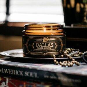 Jackson Vaughn Scented Texas Candle | Aromatherapy Long Lasting Candles Luxury Home Fragrance Decor Gifts Hand Poured Soy Wax Blend Notes of Fig, Leather, Oaked Bourbon 60 Hour Burn 16oz (Dallas)