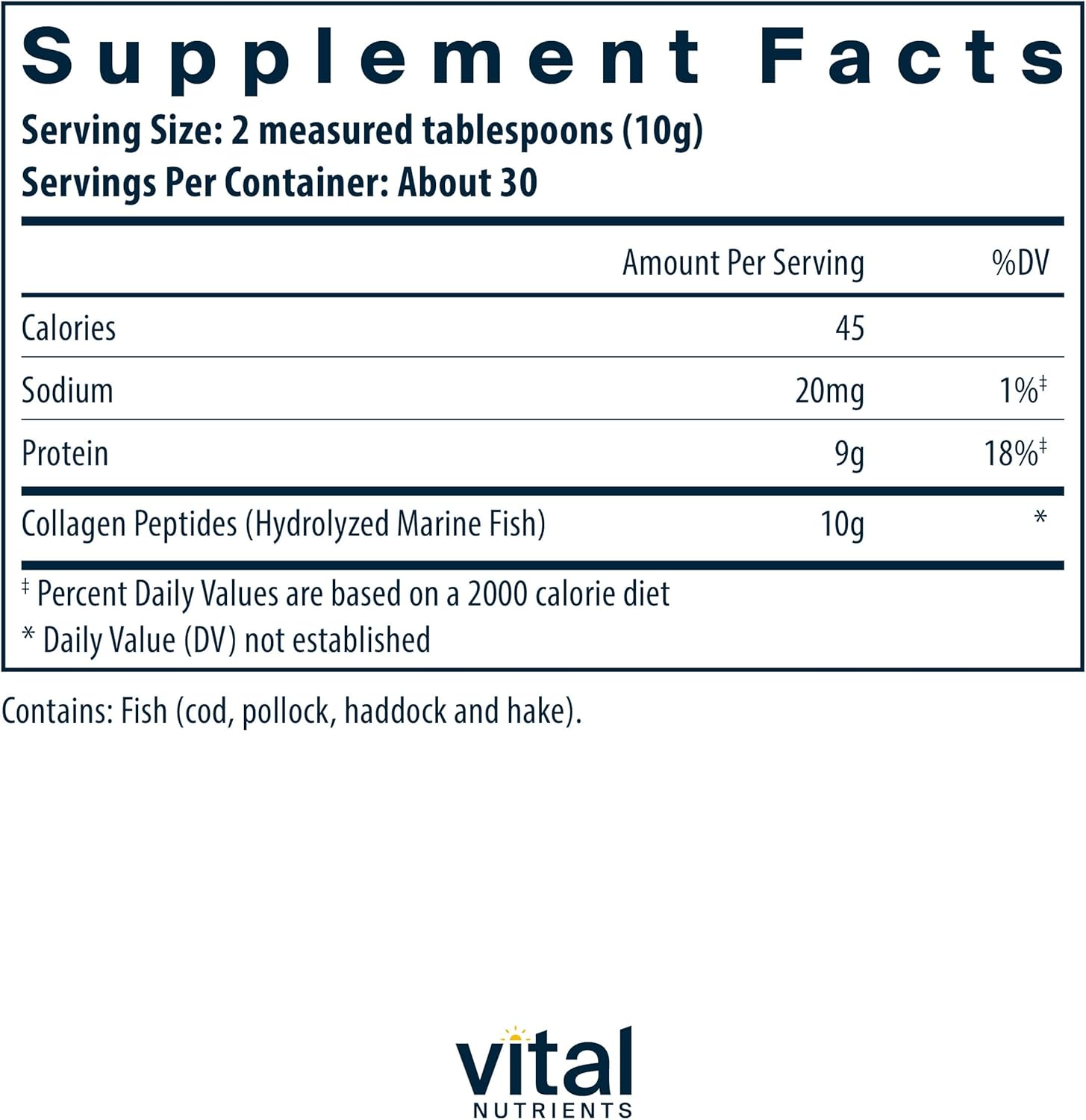 Vital Nutrients Marine Collagen Powder Unflavored | Hair, Skin, Nails, & Joint Support* | Type I & III Collagen Powder Supplement from Wild-Caught Fish | Gluten, Dairy, Soy Free | 300 Grams - Image 2