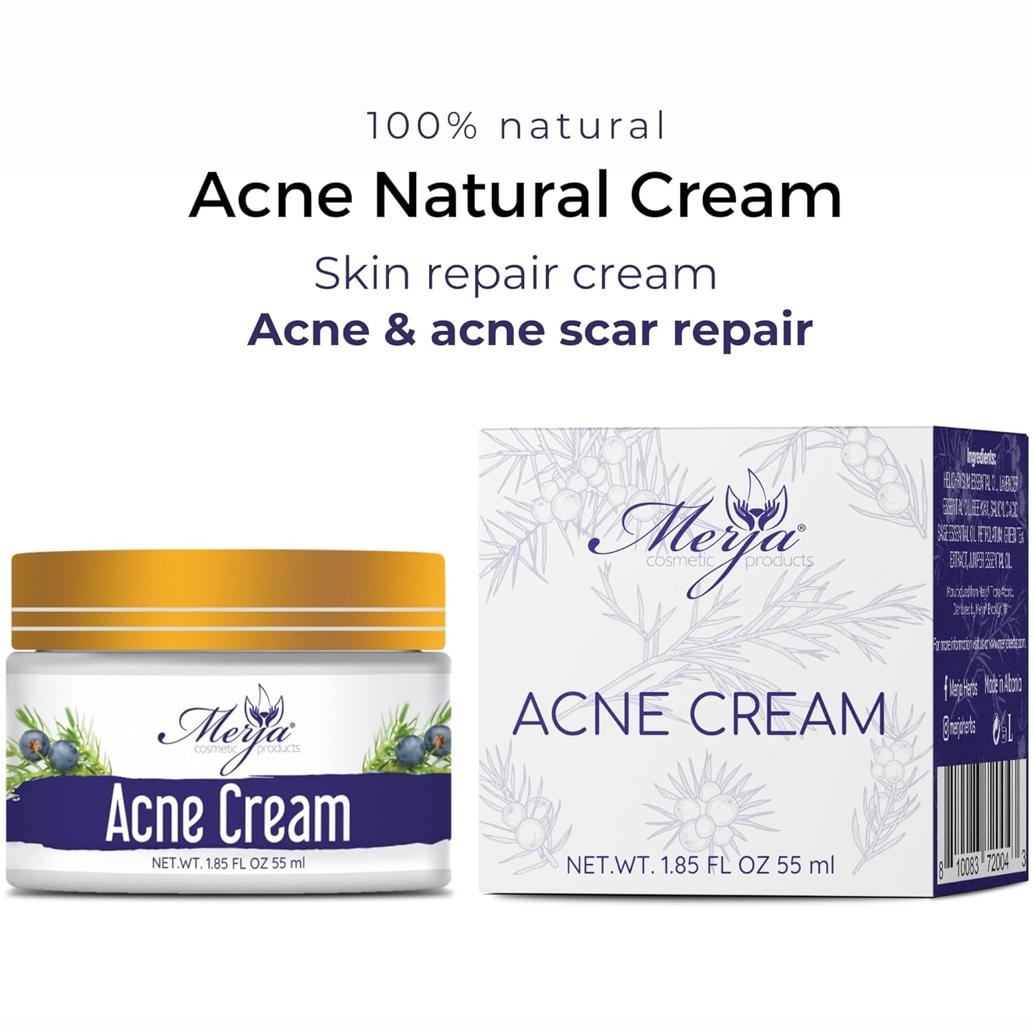 Merja Herbs Natural Anti-Acne Face Moisturizer Cream Helichrysum Sage 55ml New - Image 2