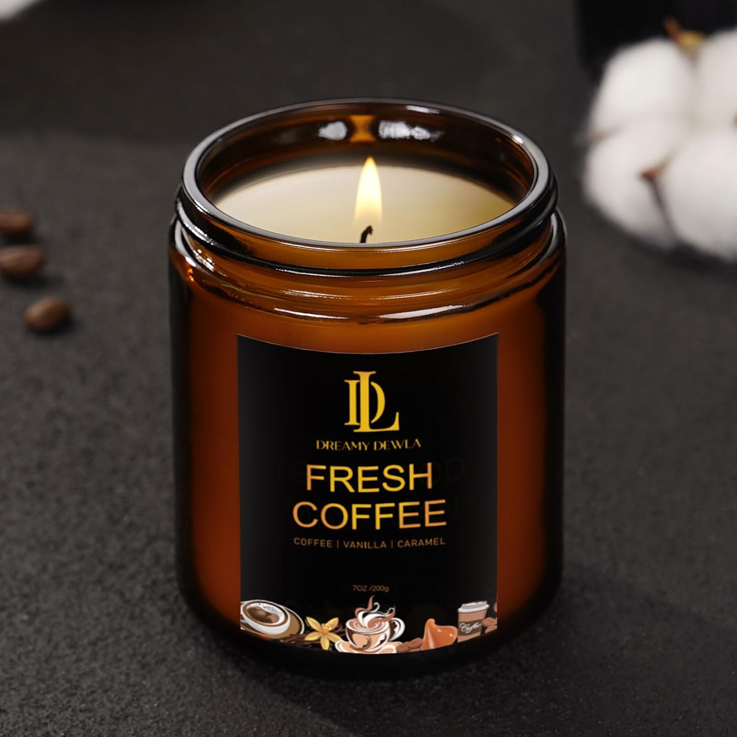 Fresh Coffee Candles, Coffee Scented Candle, Natural Soy Candles for Home Scented, Long Lasting with 50 Hour Burn Time, Gifts for Men Women - Image 5