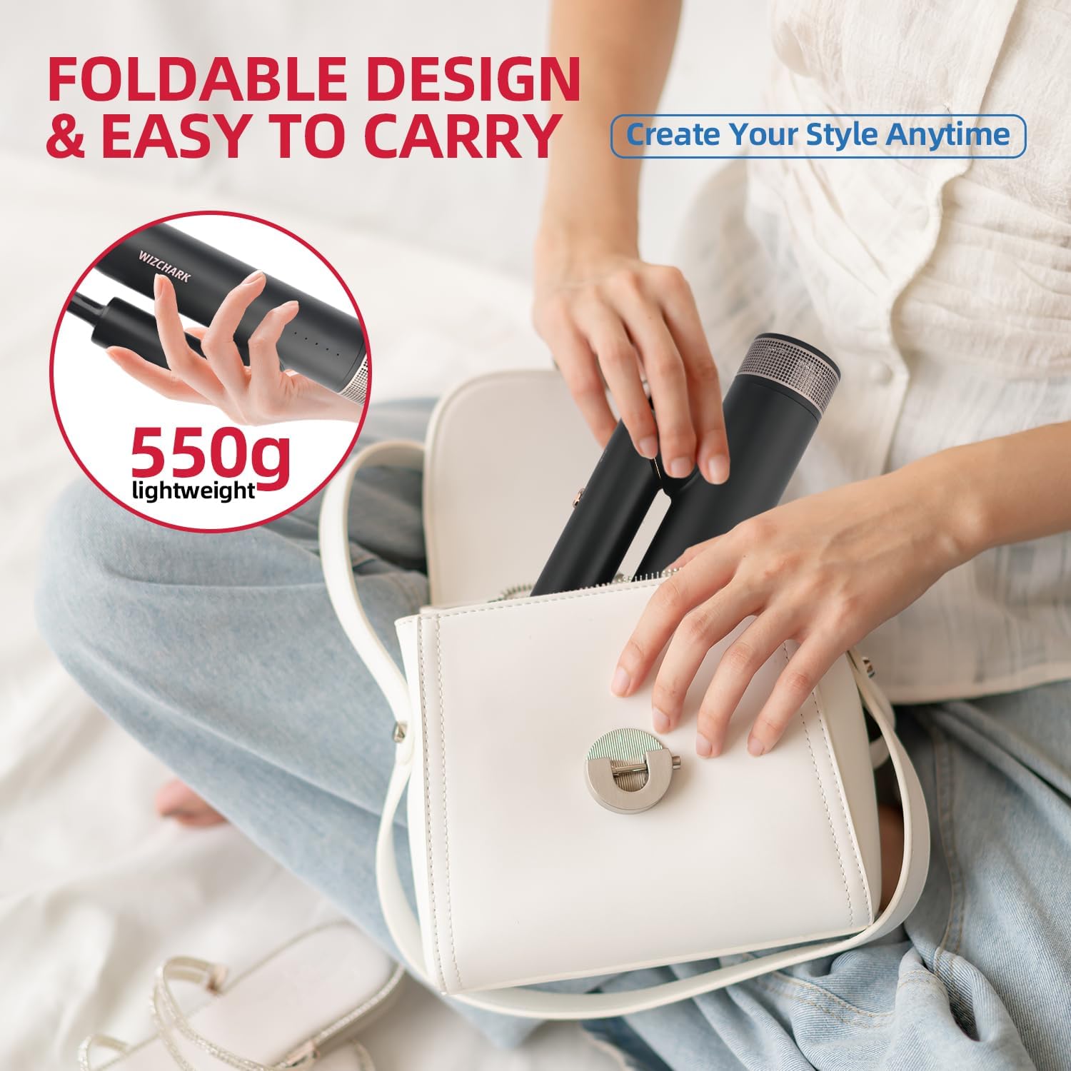 Foldable Professional Hair Dryer with Diffuser, Lightweight, High-Speed Motor, Travel Ready - Image 5