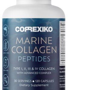 CORREXIKO Marine Collagen Supplement Pills - 1800mg Hydrolyzed Collagen Peptides per Serving with Added Hyaluronic Acid, Vitamin C & Minerals - for Hair, Skin & Nails - 120 Capsules 30 Day Supply