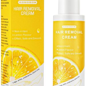 Hair Removal Cream, Lemon Flavor, Painless, Non-Irritant for Sensitive Skin, 5.07 Fl oz, For Intimate Area, Arms, Legs, Underarms, Chest, Dermatologically Tested, Unisex