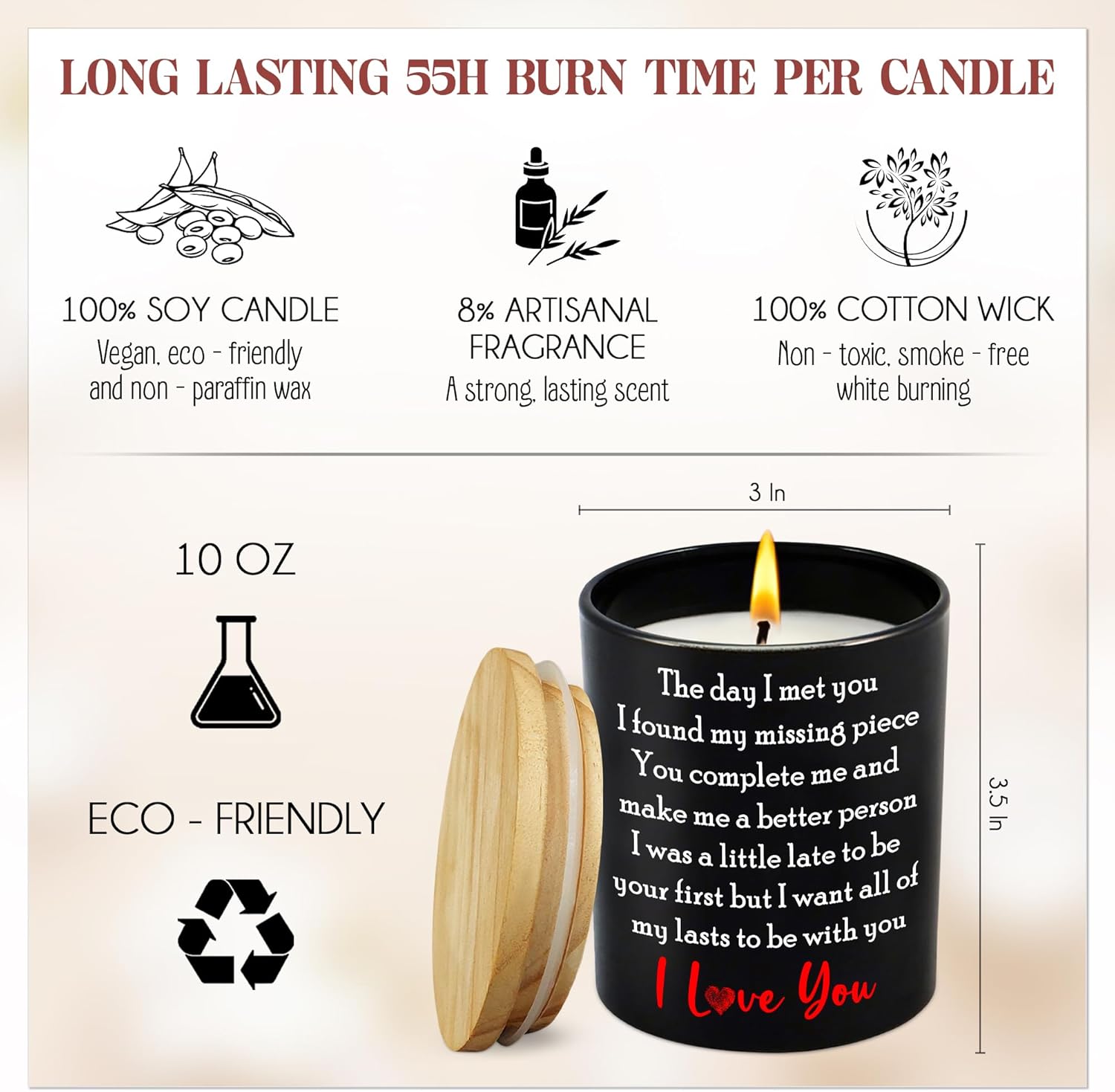 Long Lasting Vanilla Lavender Scented Candle 10 oz for Couples Anniversaries and Birthdays - Image 2