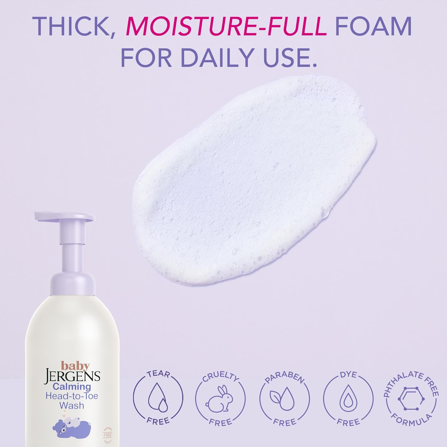 Jergens Baby Calming Tear-Free Foaming Head to Toe Wash 18 Fl Oz - Image 4