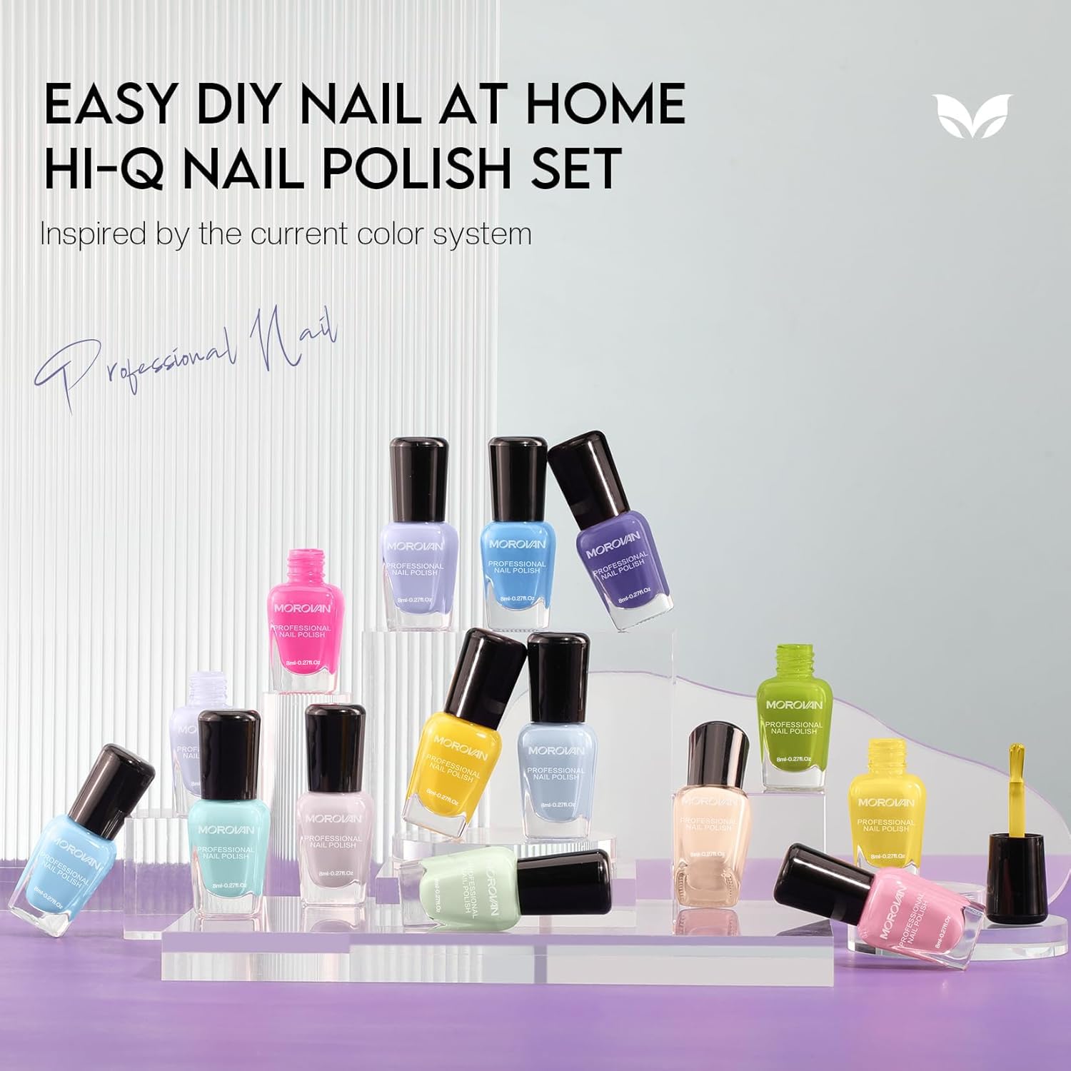 Morovan 15 Color Pastel Nail Polish Set 8ml Bottles for Women - Image 2