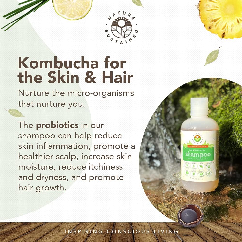 Natural Shampoo - Organic, Raw & Wildcrafted with Probiotics, Hypoallergenic Natural & Sulfate Free Shampoo for Sensitive Scalp, Dry Hair, Dandruff, Eczema & Psoriasis, 9oz, Original - Image 2