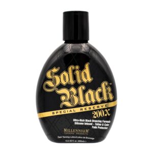 Millennium Tanning Solid Black Special Reserve 200X, Tanning Lotion w/Tattoo Protector, 13.5 Ounces