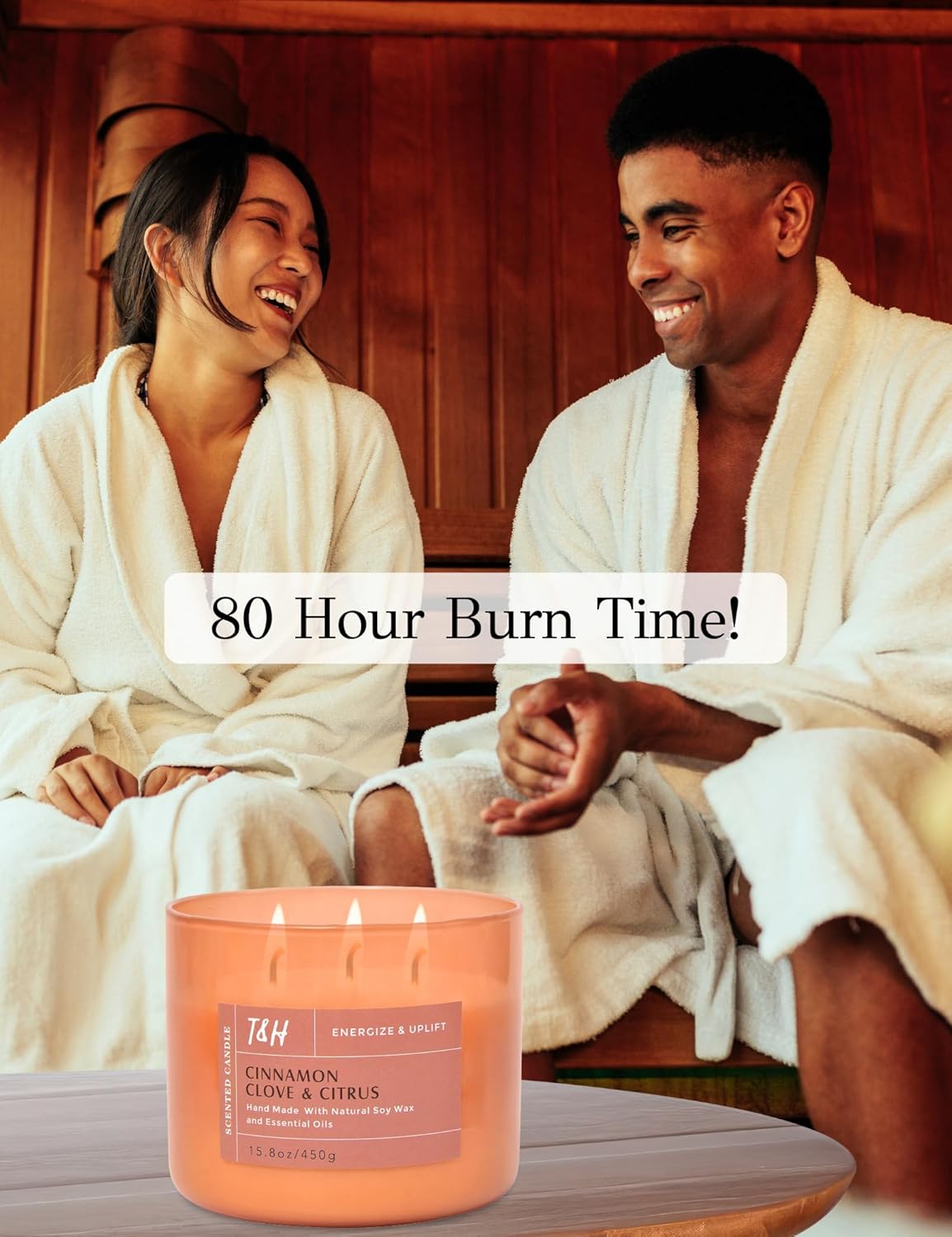 Cinnamon Clove Citrus 3 Wick Scented Candle | Large Soy Candles for Home 15.8 oz | Uplifting Candle for Men and Women | Relaxing Aromatherapy Candle Gift | Cozy Candles Long Lasting Scent - Image 3