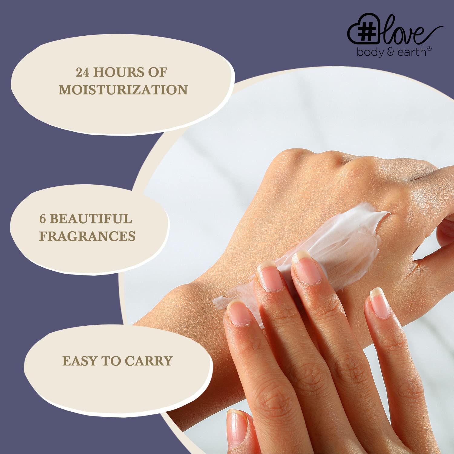 BODY & EARTH # LOVE Hand Cream Gift Set, Mothers Day Gifts for Mom, Moisturizing Hand Lotion Set with Natural Glycerin and Vitamin E, 6 Pcs Hand Lotion Gift Sets for Women Men, Birthday Gifts for Her - Image 3