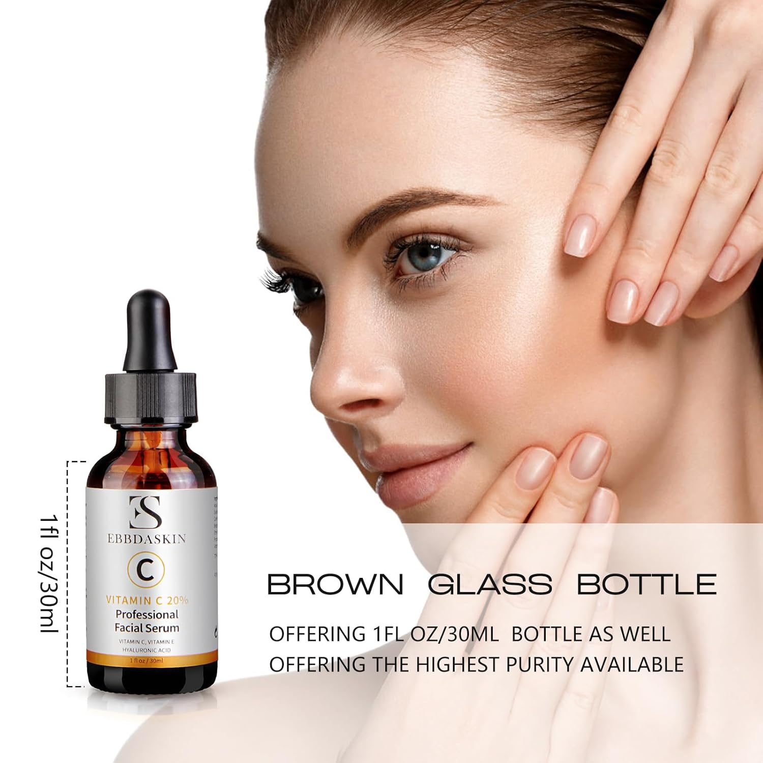 Vitamin C Serum for Face, ES EBBDASKIN Premium Face Serum Anti Aging Facial Skin Care Serum with Hyaluronic Acid and Vitamin E for Women Skin Smoothing Renewing Dark Spot Removing(30ml) - Image 5