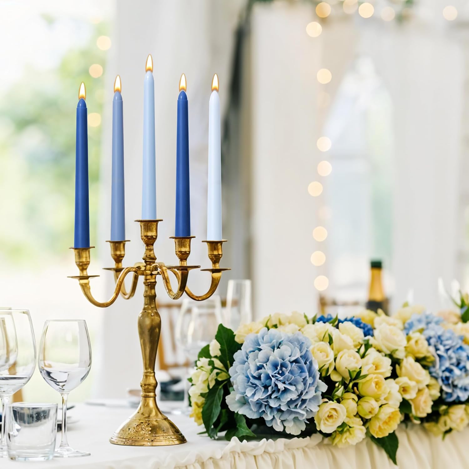 Viyffo 10 Inch Blue Unscented Dripless Smokeless Taper Candles Set of 12 for Weddings and Home Decor - Image 3