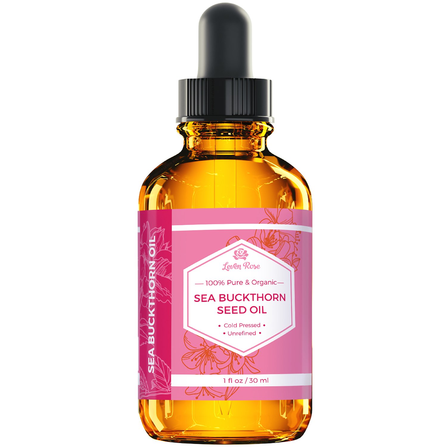 Leven Rose Sea Buckthorn Seed Oil, 100% Pure Unrefined Cold Pressed Anti Aging Acne Treatment for Hair Skin and Nails (1 oz) - Image 2
