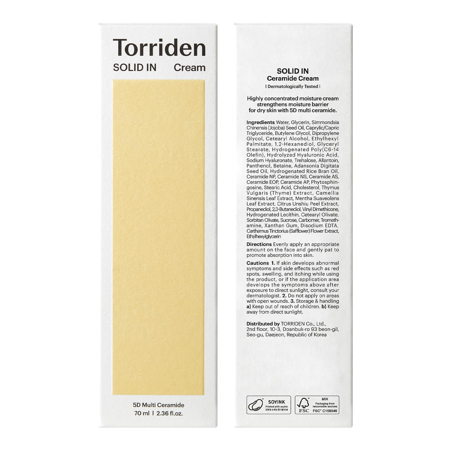 Torriden SOLID IN Ceramide Cream 70ml (2.36 fl. oz.) | Ceramide Moisturizer for Healthy Skin Barrier, Soothing, Nourishing | 5 types of Ceramide, Allantoin, Panthenol - Image 9