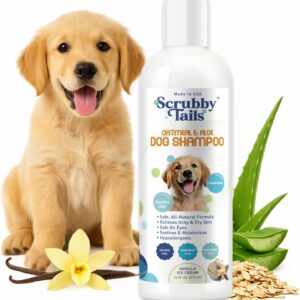 Organic Dog Shampoo - Puppy Oatmeal Shampoo for Itchy Skin Relief - Hypoallergenic for Sensitive Skin, for Dogs of All Ages, Deodorizes, Tearless, Made in USA, 16oz (Vanilla Ice Cream)