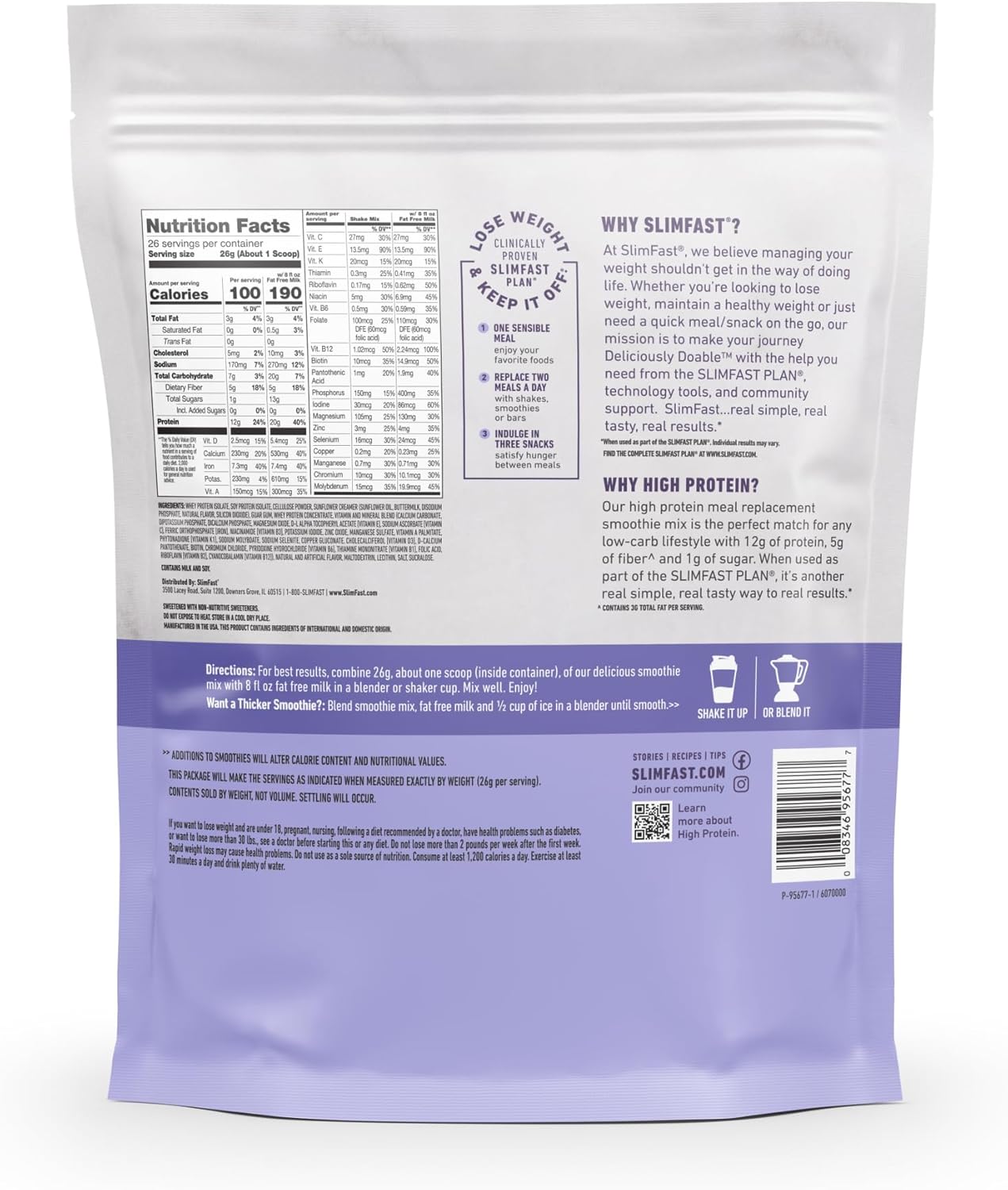 SlimFast Vanilla Cream High Protein Meal Replacement Powder, Gluten Free, 26 Servings, 1.49 lbs - Image 7
