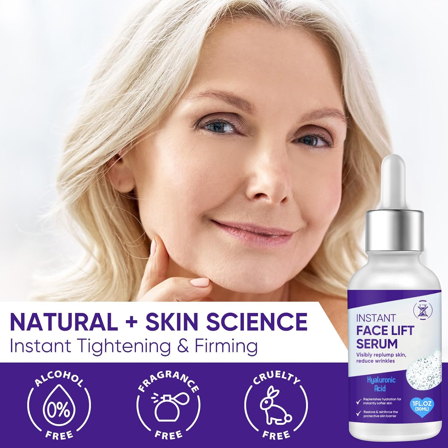 Instant Face Lift Serum 1 oz, Temporary Skin Tightening, Smooths Fine Lines Wrinkles - Image 2