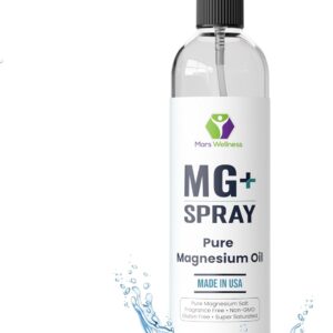 Mars Wellness MG+ Pure Magnesium Oil Spray - Made in USA - 8 Ounce Topical Magnesium Spray for Relaxing and Rejuvenating Muscles,