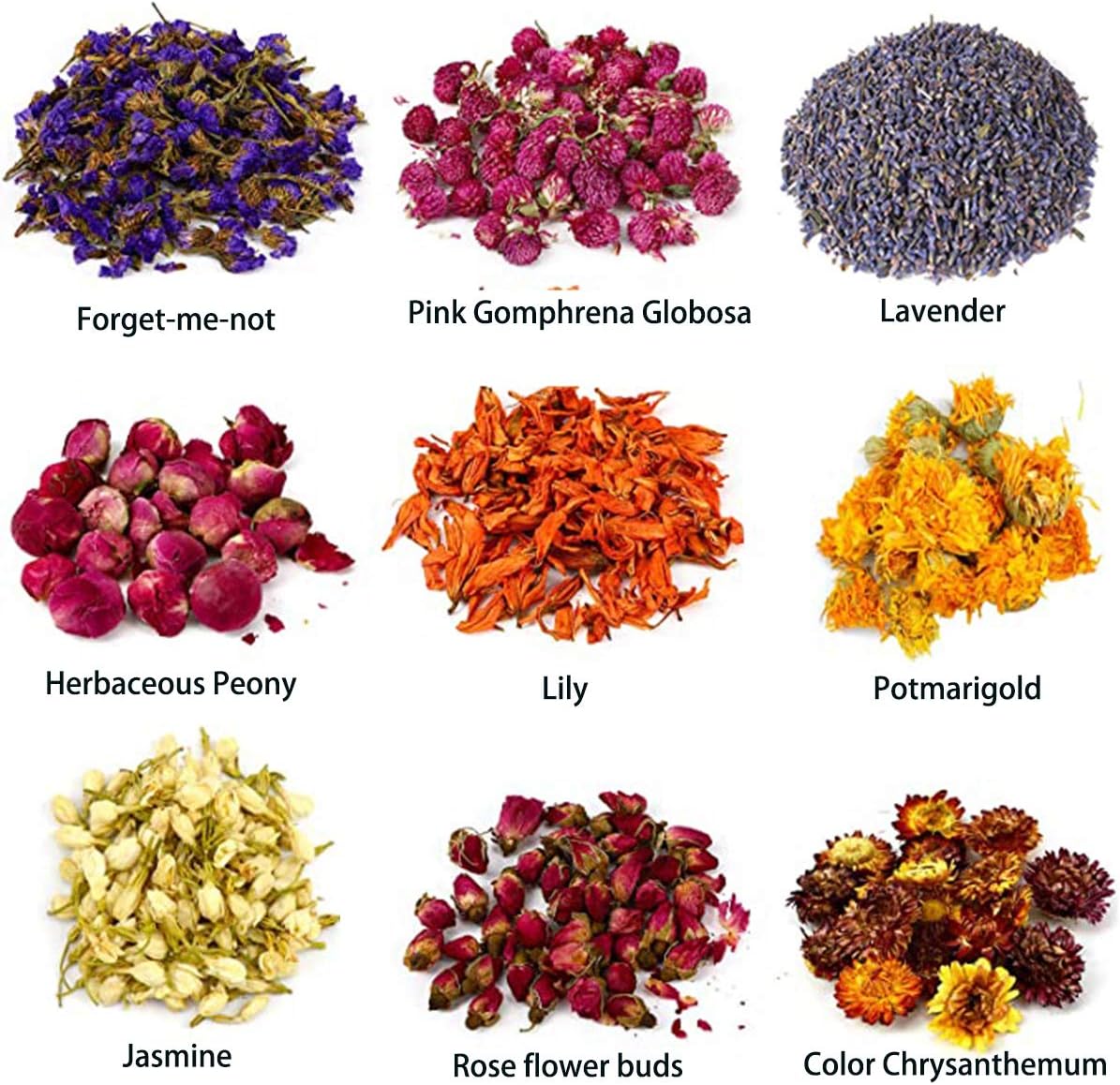 Dried Flowers- Edible Herbs Bulk of Lavender Buds, Rosebud, Jasmine, Chamomile, for Bath Bomb, Candle, Soap Making Kit - Image 7
