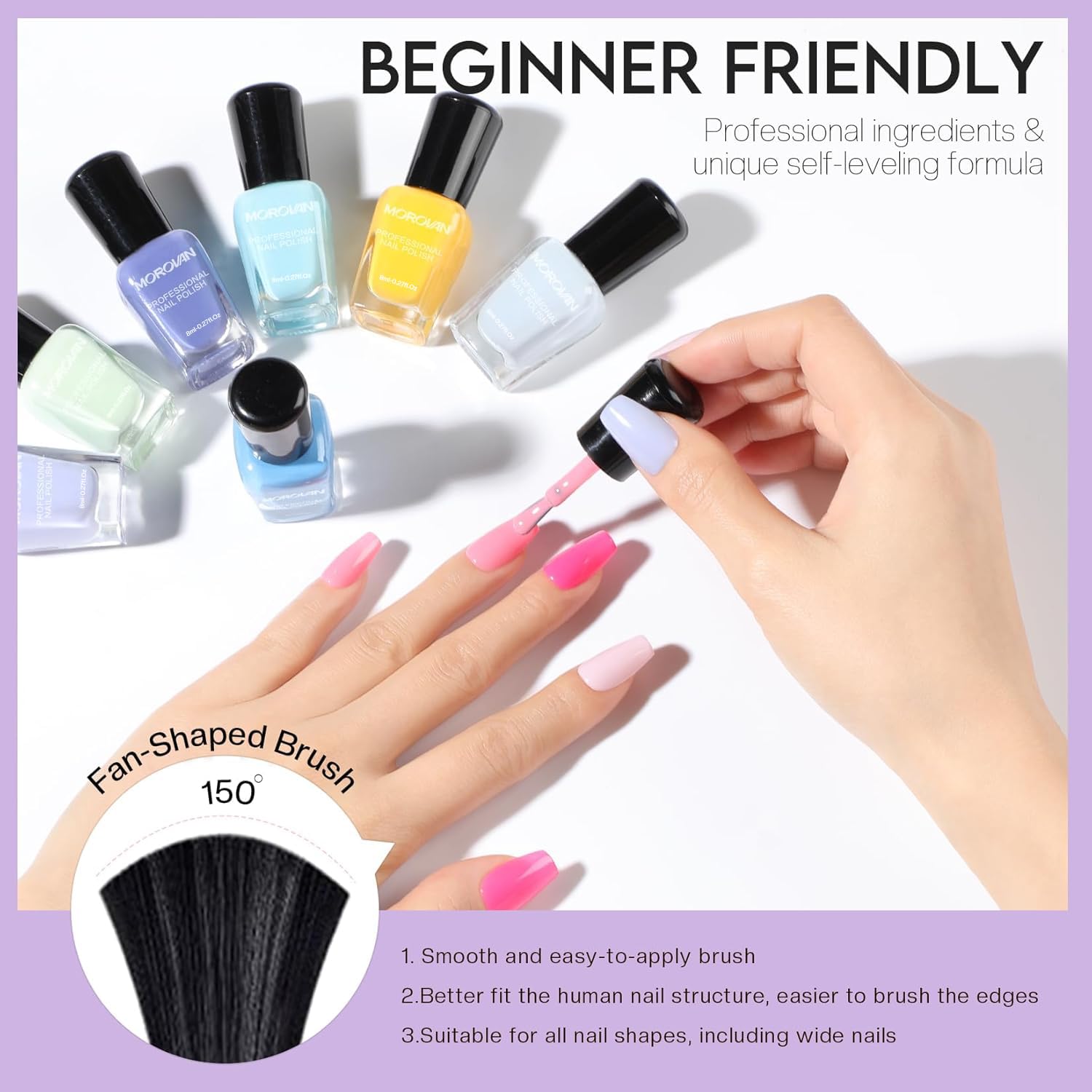 Morovan 15 Color Pastel Nail Polish Set 8ml Bottles for Women - Image 5