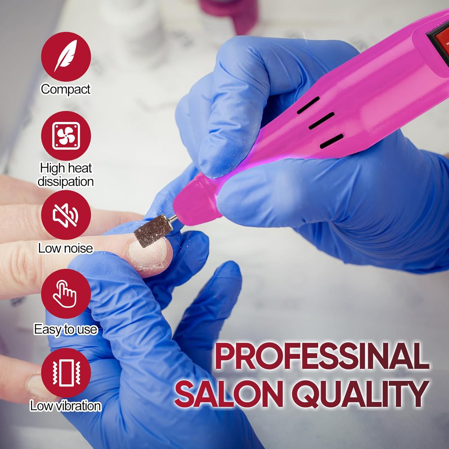 Professional Electric Nail Drill Machine Kit Acrylic Gel Dip Powder Art Shape Remover Polisher Grinder 156 Sanding Bands - Image 6