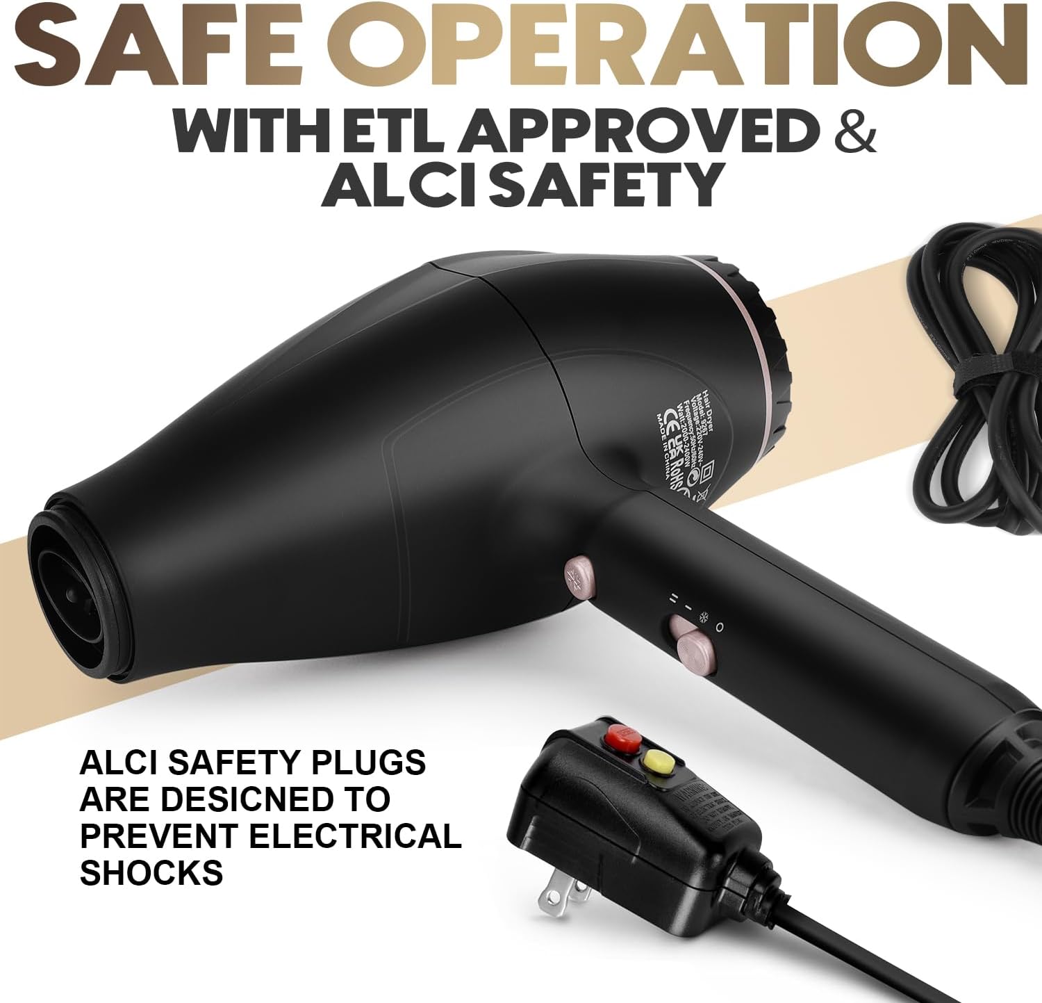 RESUXI Professional Ionic Hair Dryer,2200w AC Motor Blow Dryer Fast Drying Low Noise Travel Hair Dryers with Diffuser Nozzle Concentrator Comb for Women Curly and Straight Hair - Image 7
