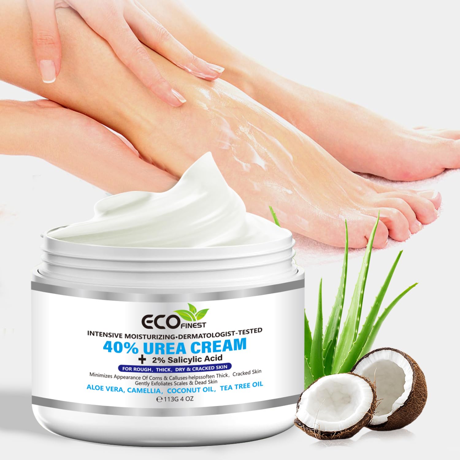 40% Urea Cream Contains Salicylic Acid and Is Suitable for Cracked Heels, Feet, Elbows, and Hands. Foot Cream Is Rich in Hyaluronic Acid, Tea Tree Oil, Etc- 113g/4.0oz