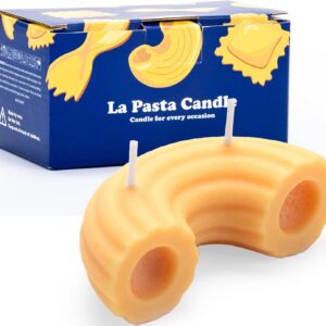 Funny Macaroni Pasta Candle – Cheese Scented Food-Shaped Soy Candles, Cool Gifts for Pasta Lovers, Italian-Themed Party Decorations & Gag Gifts for Women Men (Elbow Macaroni)