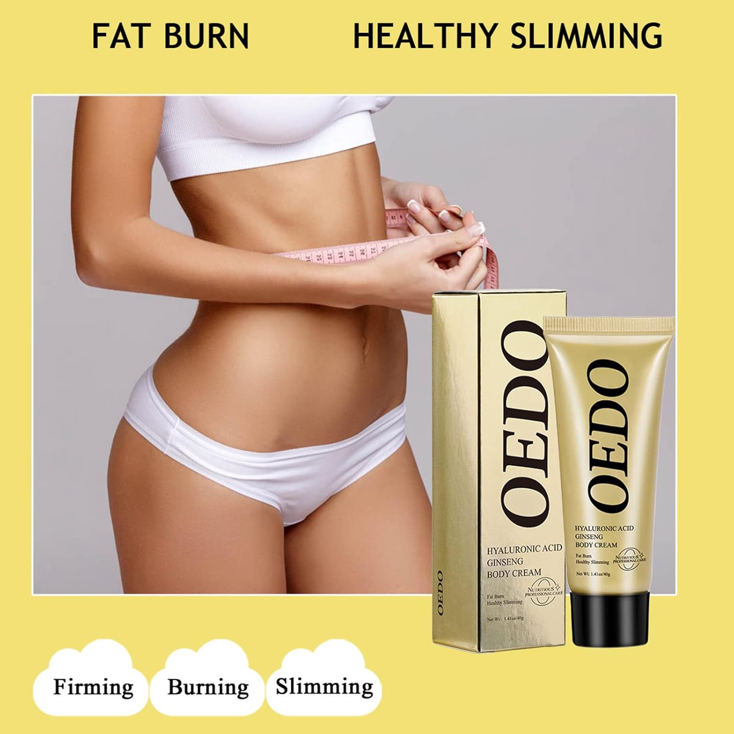 OEDO Hyaluronic Acid Ginseng Slimming Cream,Natural Cellulite Treatment Cream,Skin Firming Cream Reduce Cellulite Lose Weight Fat Health Care Burning Creams,Skin Tightening Improves Sagging Skin - Image 2