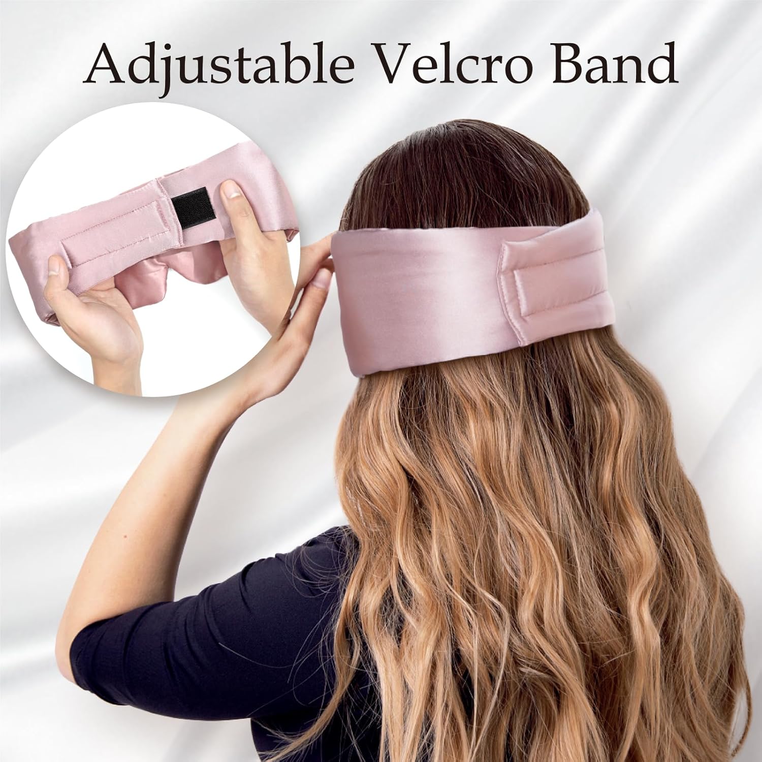 Zenssia 100% Mulberry Silk Sleep Mask Eye Mask for Man and Woman with Adjustable Headband, Full Size Large Sleep Mask & Blindfold for Total Blackout for All Night Sleep, Travel & Nap- Light Plum - Image 4