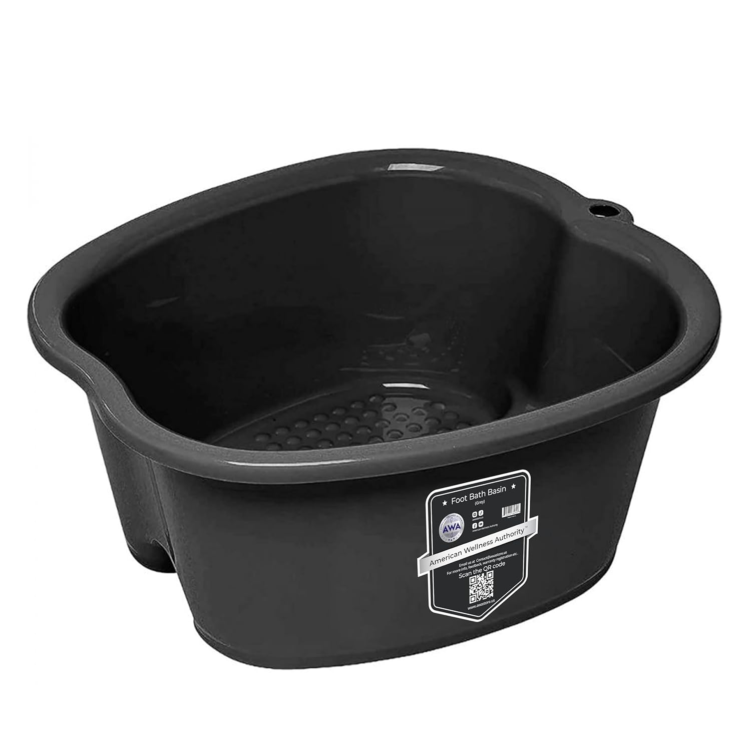 AWA Extra Large foot bath basin - Sturdy plastic soak tub For Soaking feet and Pedicure At Home Spa Kit Women Men (Grey Basin), 1.0 Count