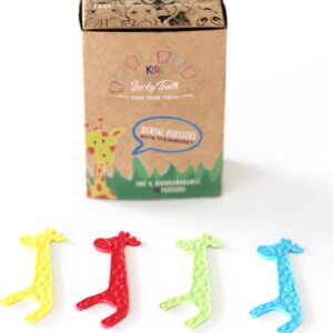 Kids Dental Floss Picks Without Fluoride, Natural Strawberry Flavor. Fun & Colorful Animal Shape Will Make Any Little one Floss. Part Biodegradable & Eco-Friendly. Prevent Tooth Decay & Gum Disease.
