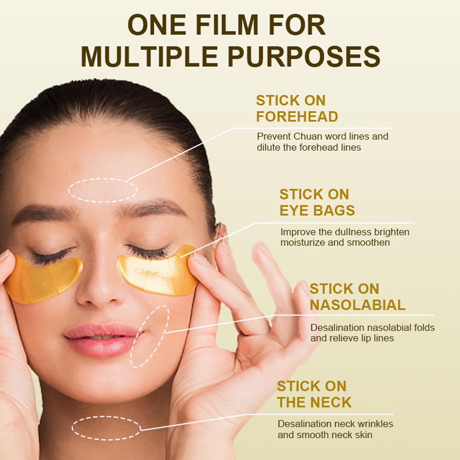 Eakroo 20 Pairs 24K Gold Crystal Gel Lip & Eye Masks for Nourishing Skin - Image 3