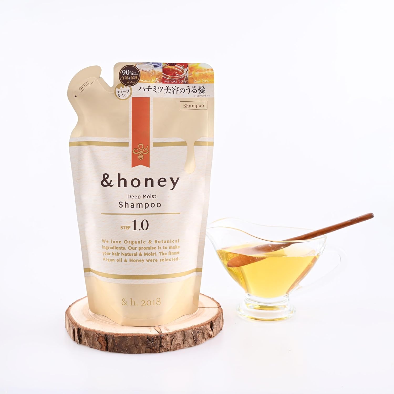 &-Honey Deep Moist Shampoo Refill Pouch 350ml - Moisturizing Honey Shampoo with Argan Oil for Dry Hair - Contains Manuka, Acacia & Japanese Honeys - Image 5