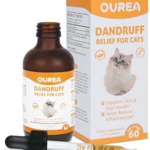 Cat Dandruff Treatment, Cat Dandruff Remover Supplement, Natural Support Skin and Coat Health, Help Reduce Dandruffs Cats Dander, Reduce Inflammation, Cats Itchy Skin Relief, Feline Allergy Relief