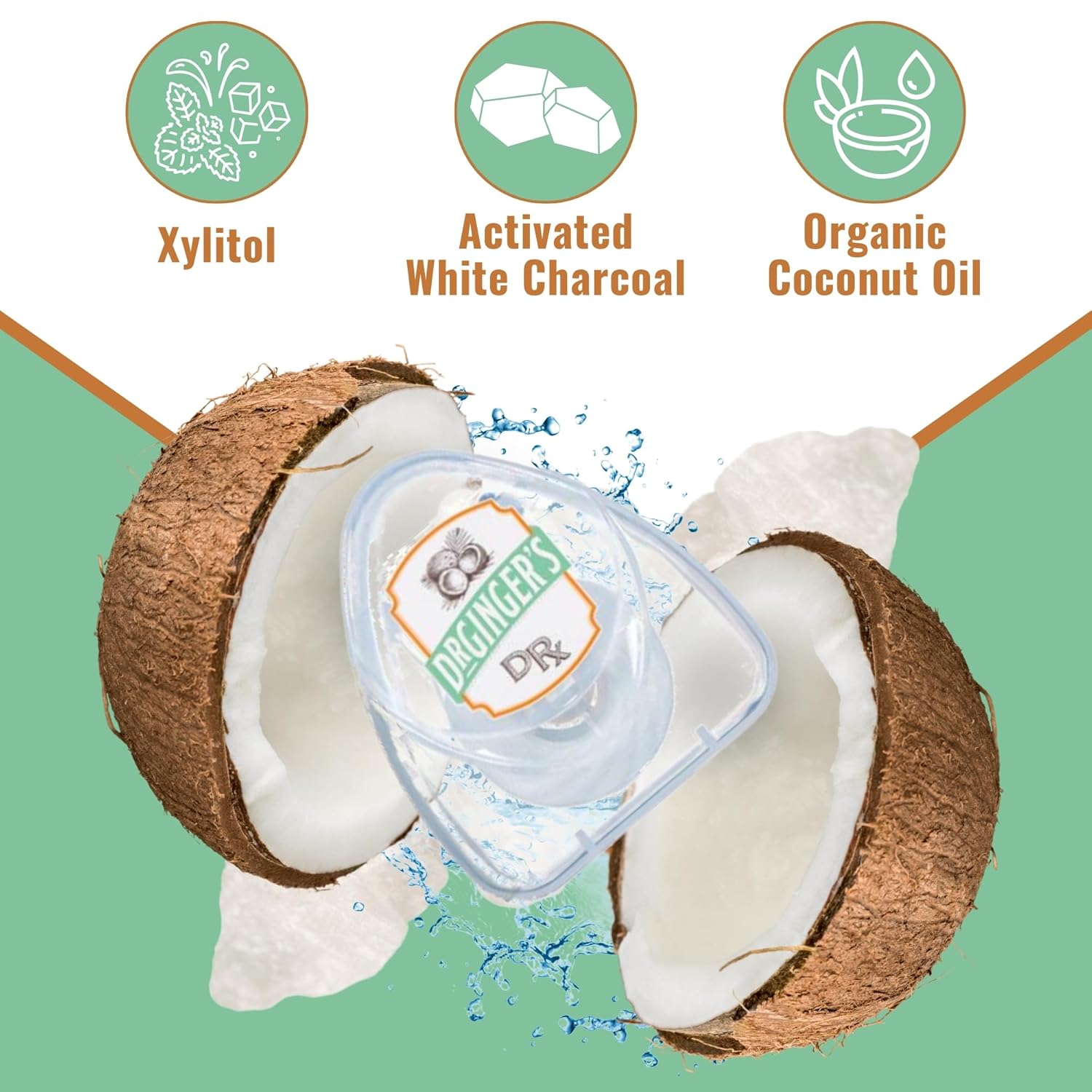 Dr. Ginger's White Charcoal Mint Dental Floss 3 Pack 32 Yards Coconut Oil Infused - Image 2