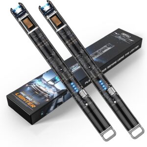 KTEBO® 2 Pack Electric Candle Lighters - 7.4 inch Long USB Rechargeable Plasma Arc Lighter with Safety Lock, Windproof & Flameless Lighter for Scented Candles, Grill, Camping - See-Through Tech Design