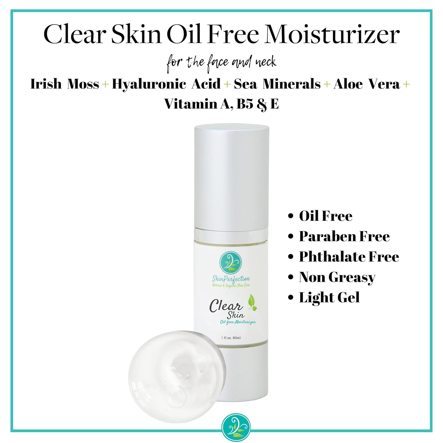 Skin Perfection Clear Skin Oil Free Facial Moisturizer Non-greasy Formula Great for Oily Hydration with Hyaluronic Acid Calming Vitamin B5 Light Gel with Hyaluronic Acid - Image 3