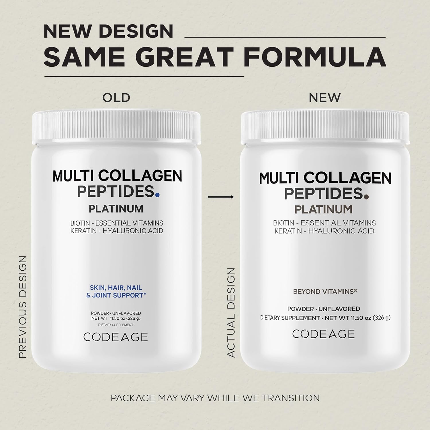 Codeage Multi Collagen for Women & Men Biotin 10000mcg Keratin, Protein Powder Vitamin C B6 D3, Hyaluronic Acid, Niacin - Hydrolyzed Collagen Coffee Creamer 5 Types - Unflavored - Non-GMO - 11.5oz - Image 3