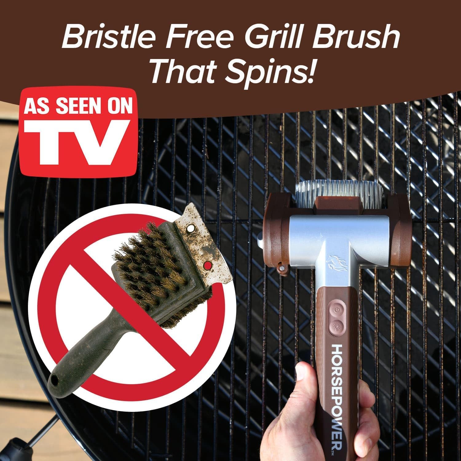 HorsePower Giddy Up Grill Cleaner AS-SEEN-ON-TV! – Cordless, Rechargeable BBQ Tool with 350 RPM Stainless Roller, LED Light – Patents Pending – From BulbHead, a Family-Owned American Brand - Image 3