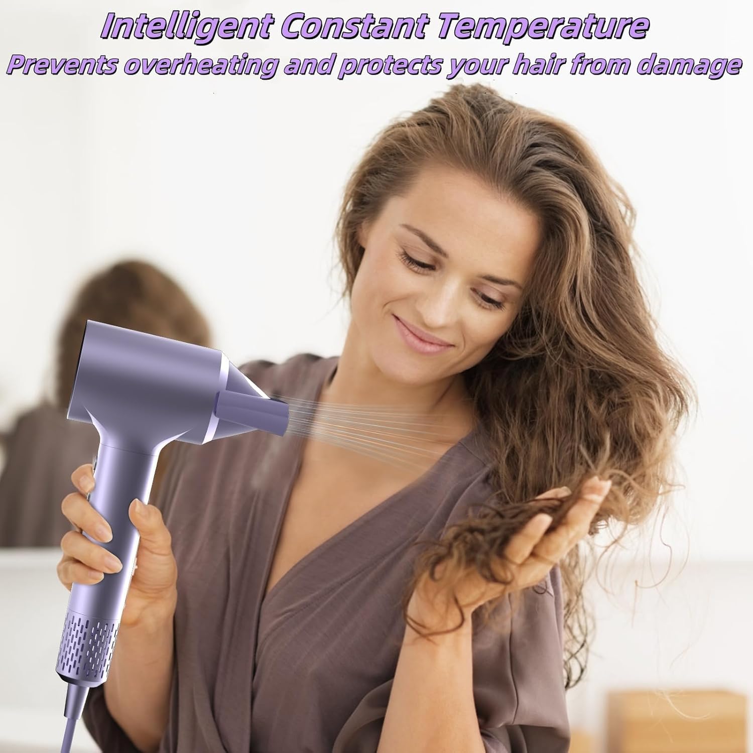 KARFUN Purple Ionic Hair Dryer 110000 RPM Brushless Motor Low Noise 3 Temps 2 Speeds - Image 8