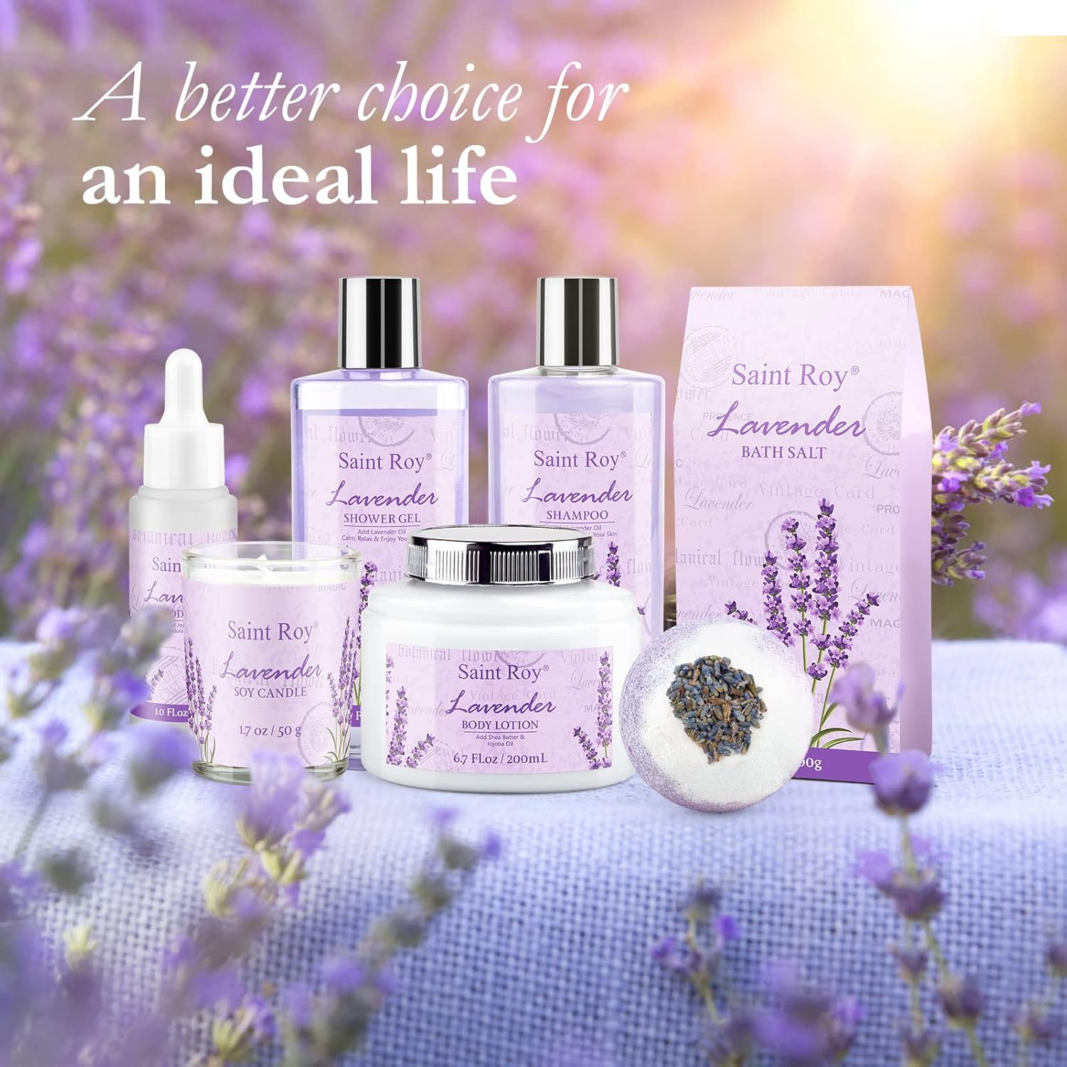 Lavender scented gifts for mom Spa Gift Baskets for Women - spa baskets for women gift Lavender Gifts for Women, Bath Set with Shower Gel, Home Spa Kit Gifts for Her, Christmas, Mothers Day - Image 6